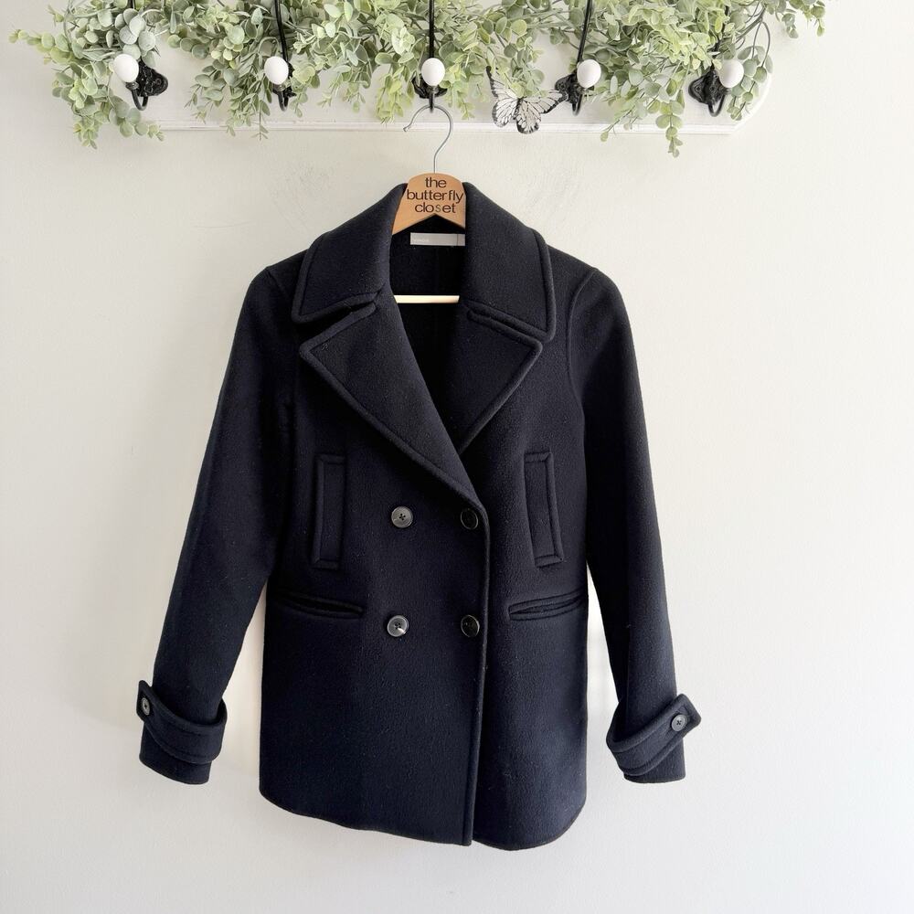 Vince Navy Wool/cashmere Pea Coat Size 0 designer preppy classy
